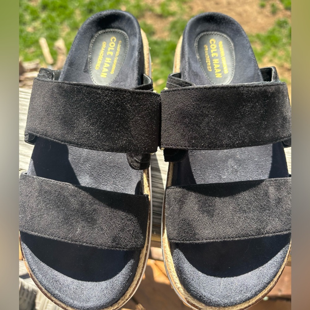 NWOT Cole Haan Suede Cloudfeel Grandseries Black Slides Size 7